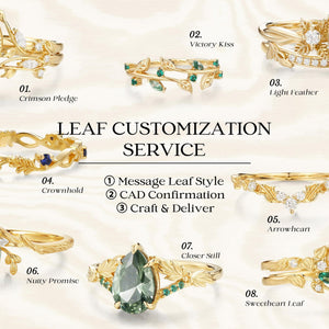 Flora Oval Cut Moss Agate Leafy Flower Engagement Ring Set 2pcs.