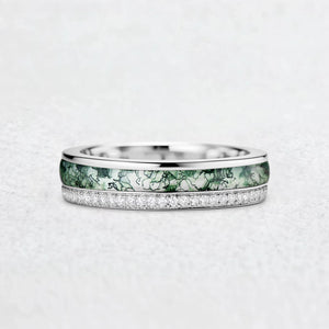 The Twin Rivers Band | Half-Bezel Horizon of Moss & Moissanite.