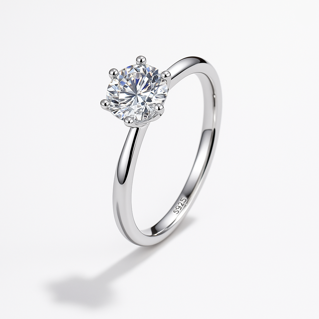 Classic Round Cut Moissanite Ring.