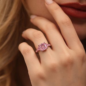 Mia's Charm | Asscher Cut Pink Sapphire Ring.