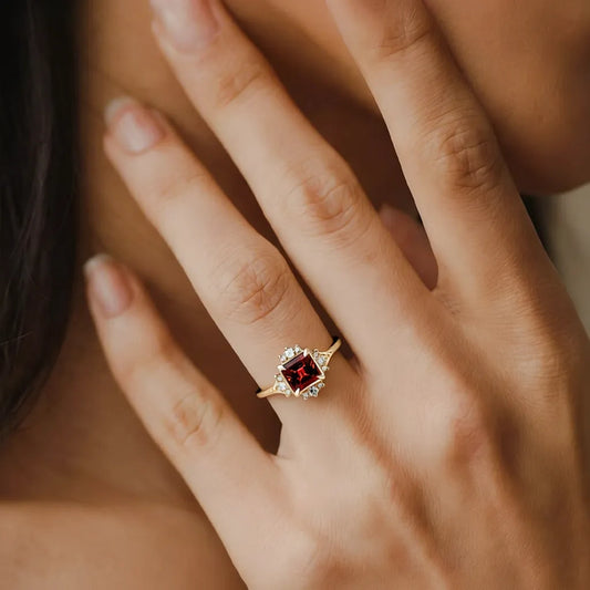 Victorian Hearth | Red Garnet Engagement Ring.