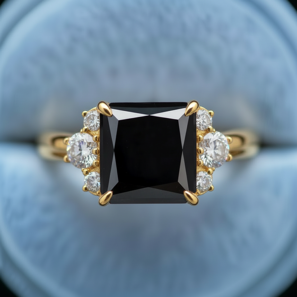 Seren’s Shadow | Princess Cut Midnight Star Ring.