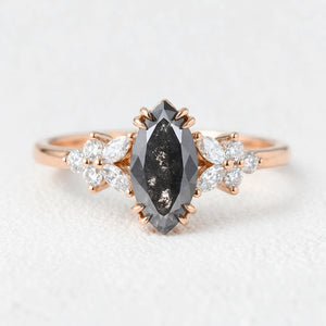 Isadora’s Blossom | 1CT Marquise Salt & Pepper Diamond Engagement Ring