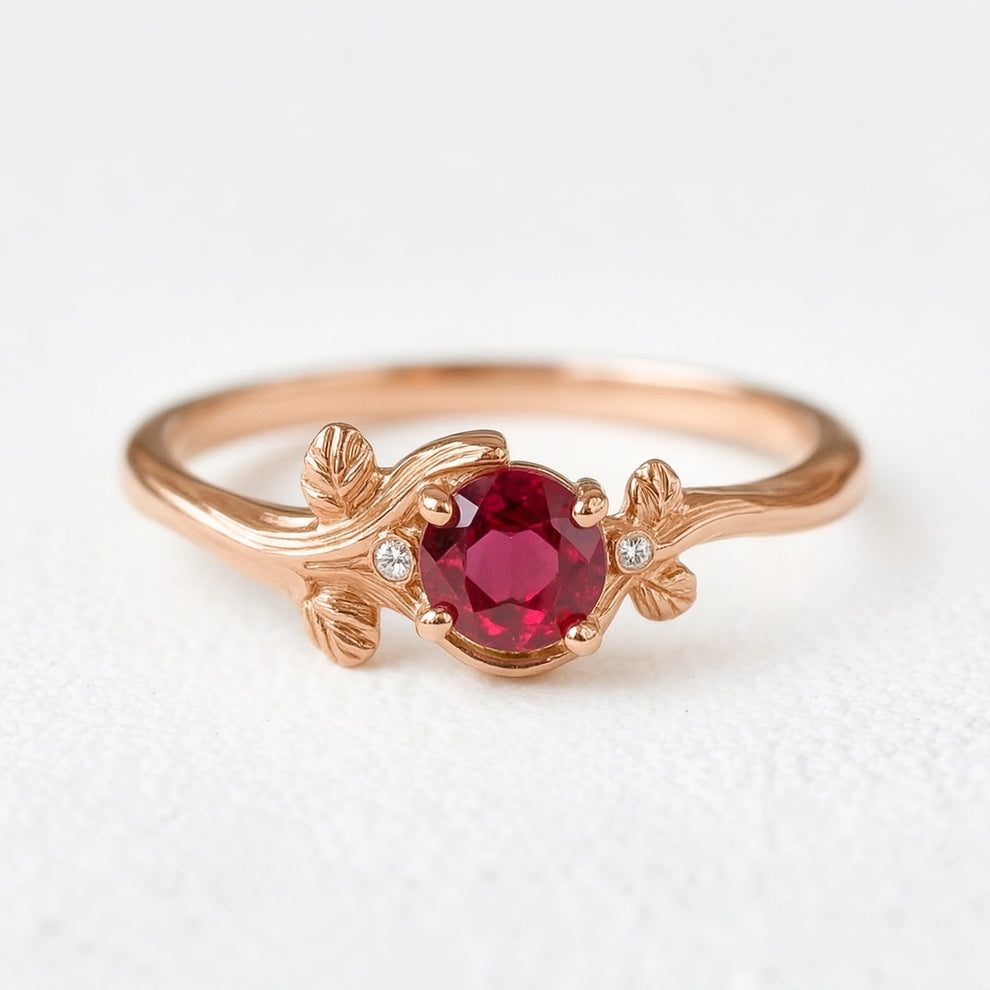 Vivienne’s Twig | Round Ruby Engagement Ring
