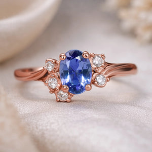 Vintage Twine | Oval  Blue Sapphire Solitaire Ring.
