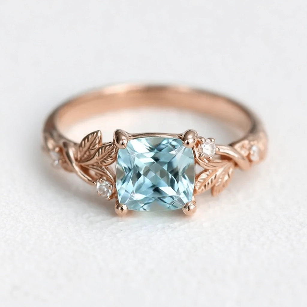 Marina's Cove | Cushion Cut Aquamarine Engagement Ring.