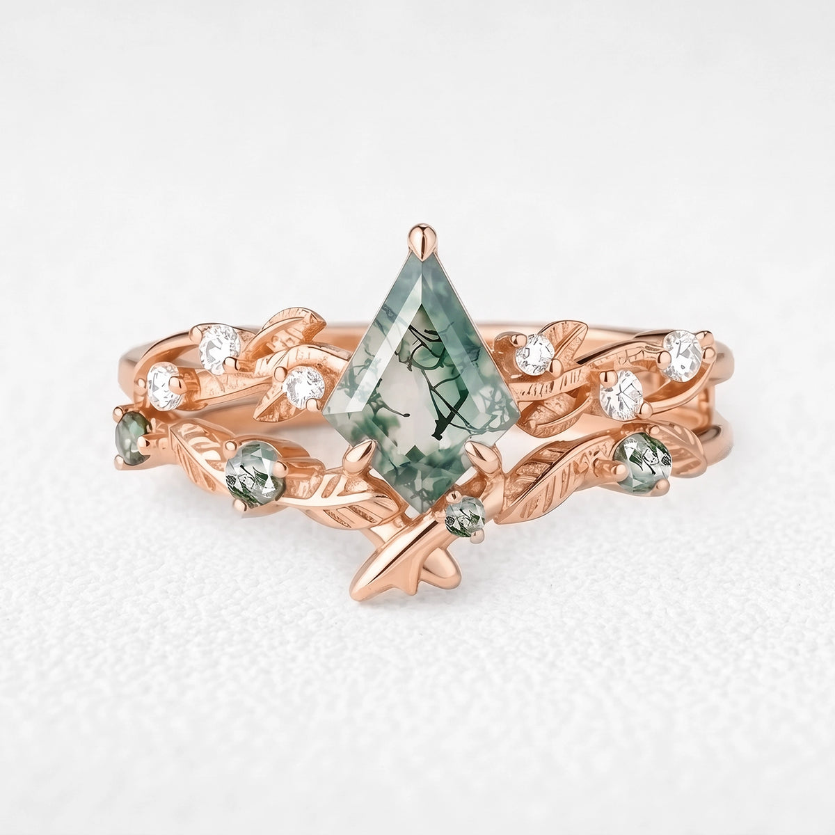 Clarissa’s Frond | Kite Moss Agate Leafy Bridal Set 2pcs
