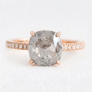 Astrid’s Stardust | 2CT Cushion Salt & Pepper Diamond Pavé Engagement Ring
