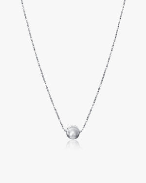 Silver Chatoyancy Ball Bead Necklace