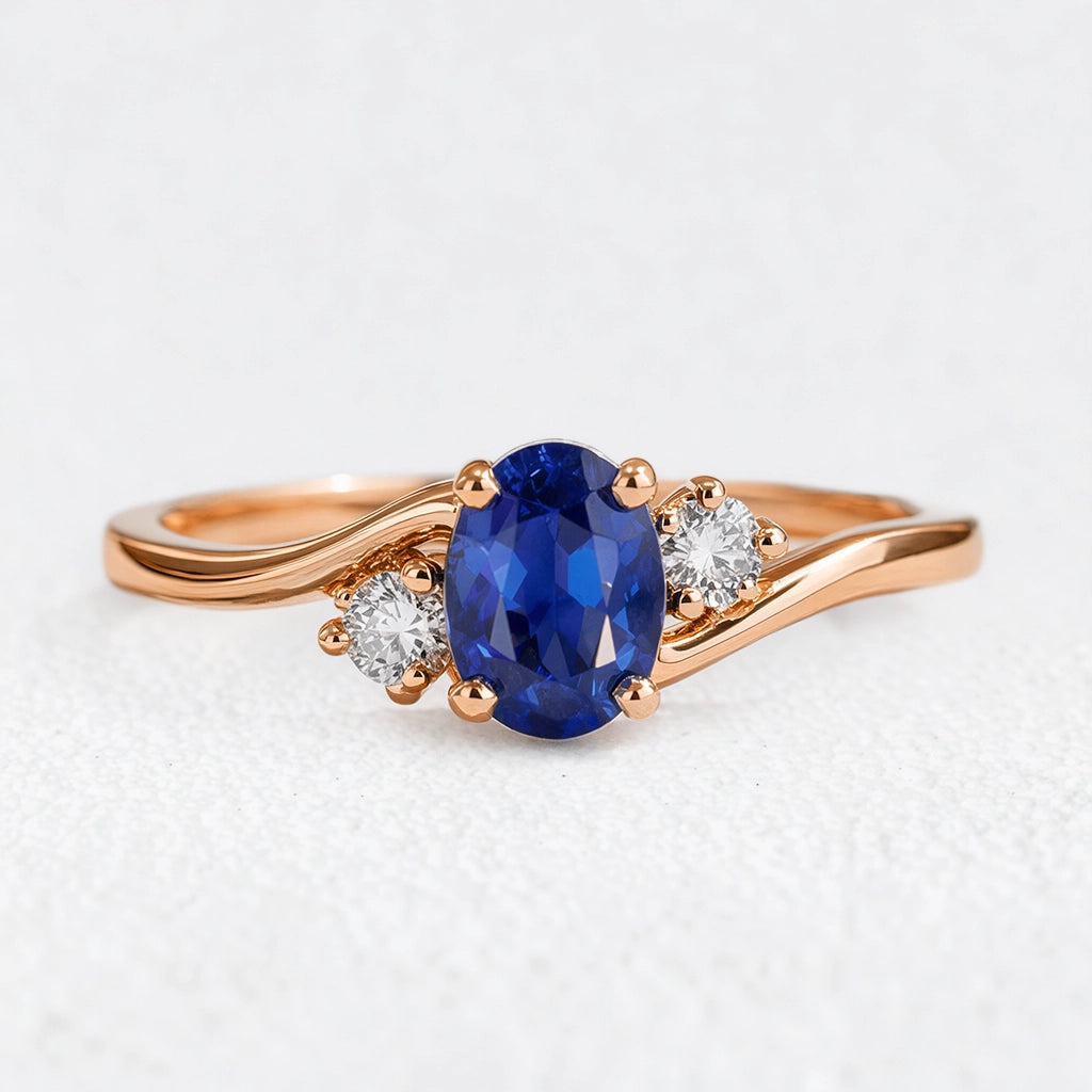 Luna's Curve | Blue Sapphire Vintage Engagement Ring