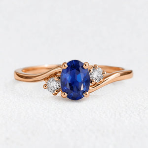 Luna's Curve | Blue Sapphire Vintage Engagement Ring