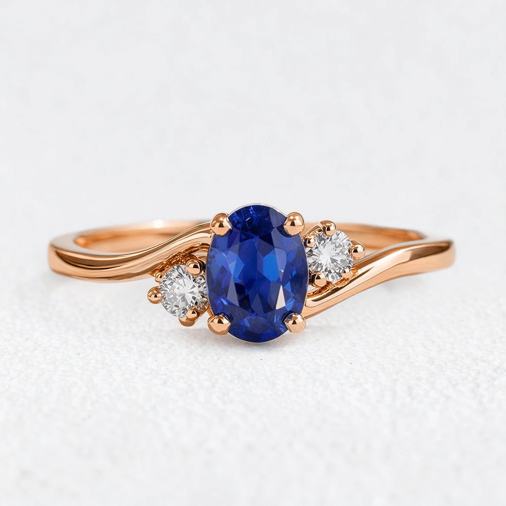 Luna's Curve | Blue Sapphire Vintage Engagement Ring