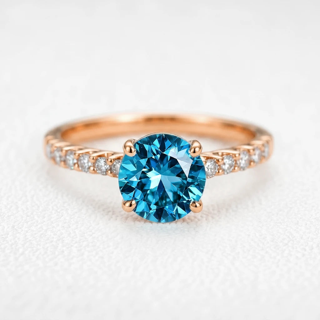 Marina’s Azure | Round Cut Blue Sapphire Engagement Ring