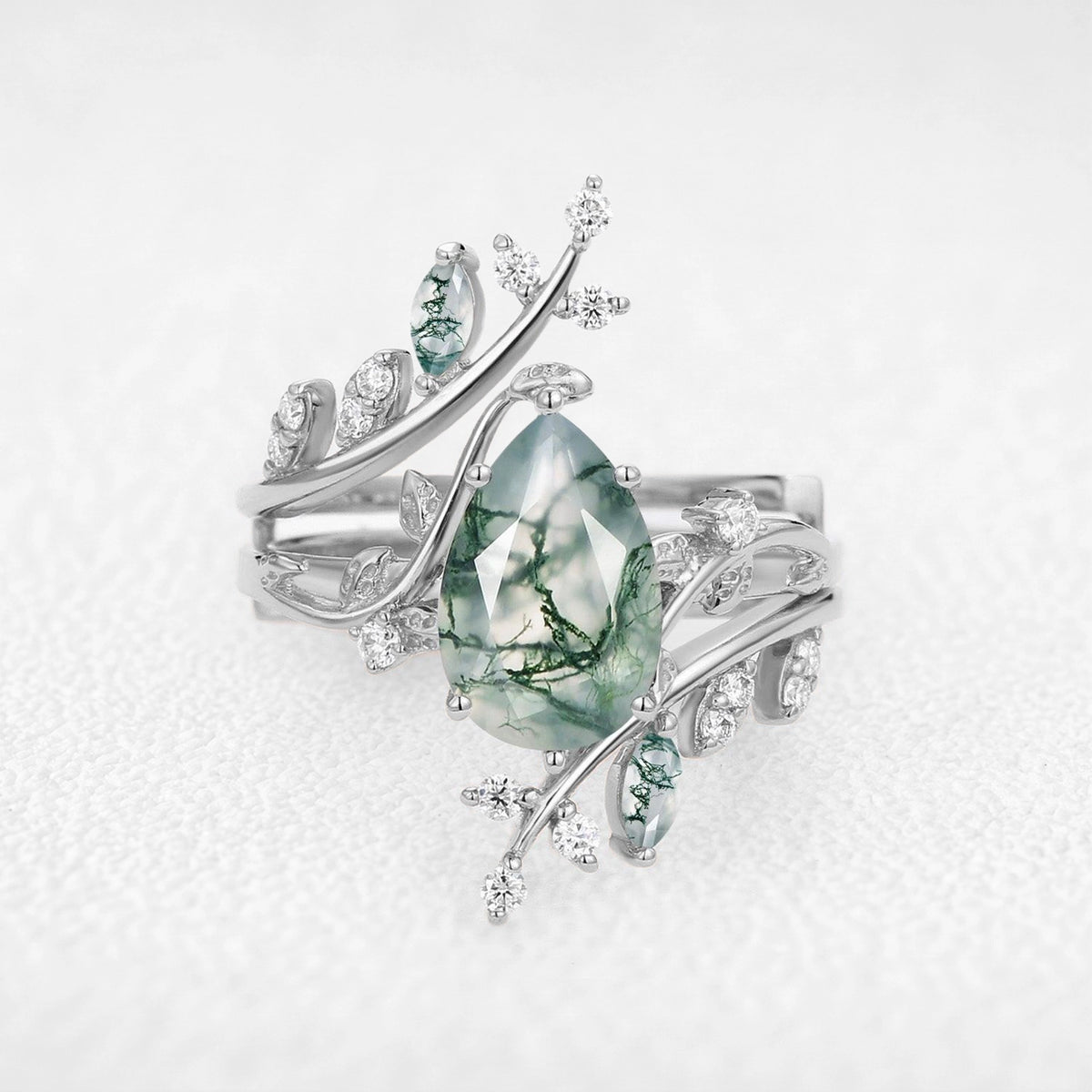 Titania’s Bower | Pear Moss Agate Trellis Foliage Enhancer Bridal Set 2pcs