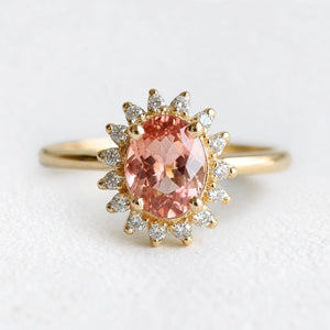 Aurora’s Blush | Oval Pink Tourmaline Halo Ring.