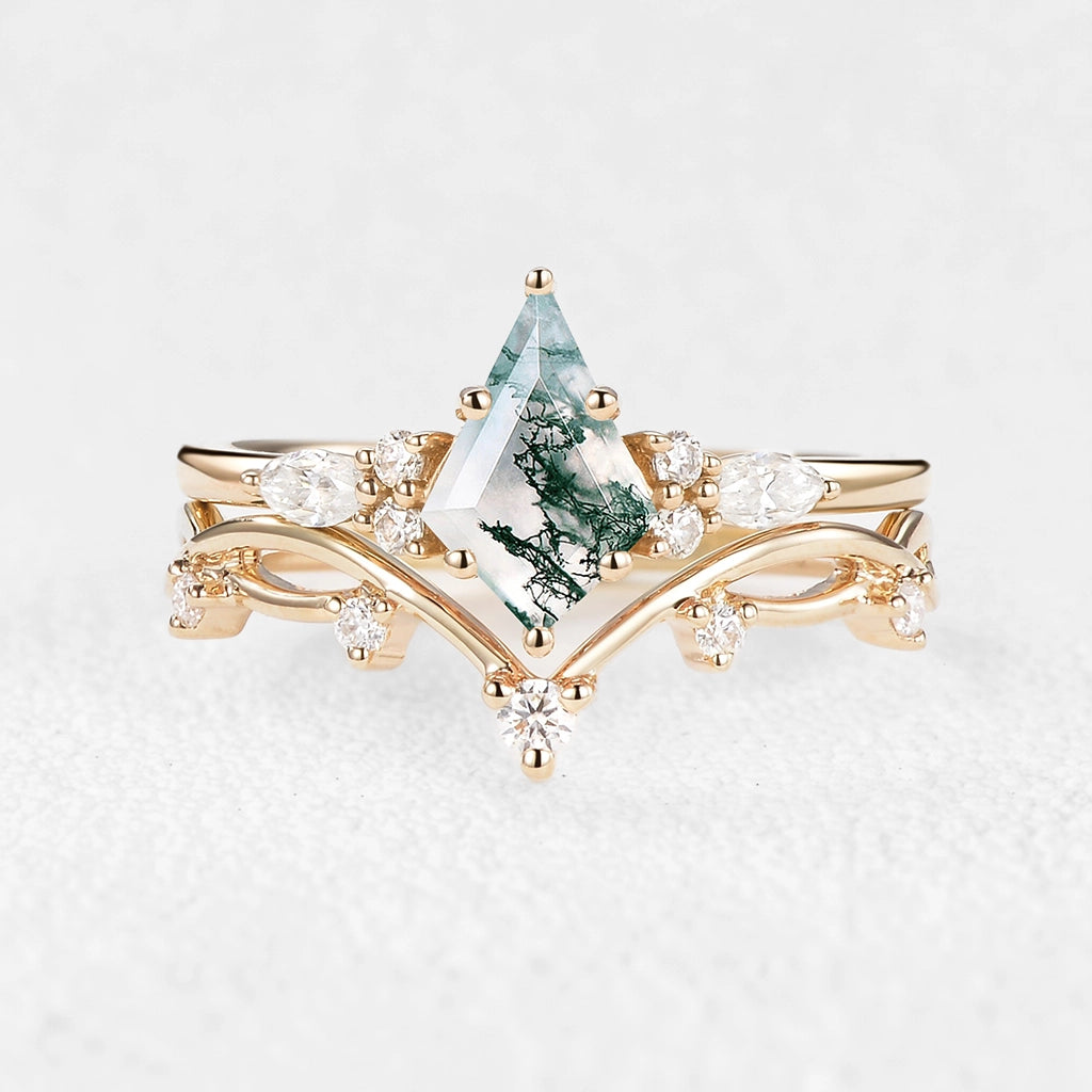 Cordelia’s Grove | Moss Agate Leafy Cluster Bridal Set 2pcs.