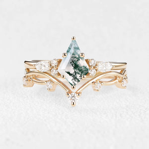 Cordelia’s Grove | Moss Agate Leafy Cluster Bridal Set 2pcs.