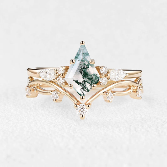 Cordelia’s Grove | Moss Agate Leafy Cluster Bridal Set 2pcs.