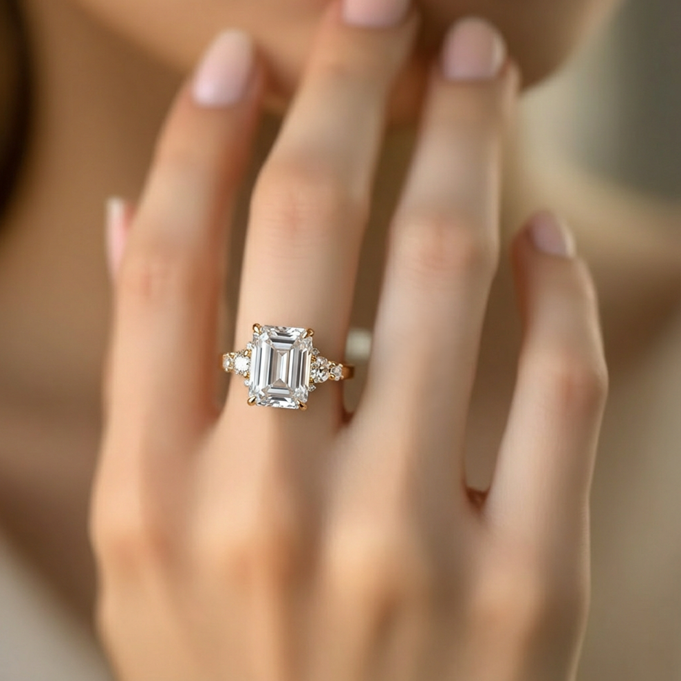 Lumina‘s Glow | 3CT Emerald Cut Moissanite Ring.