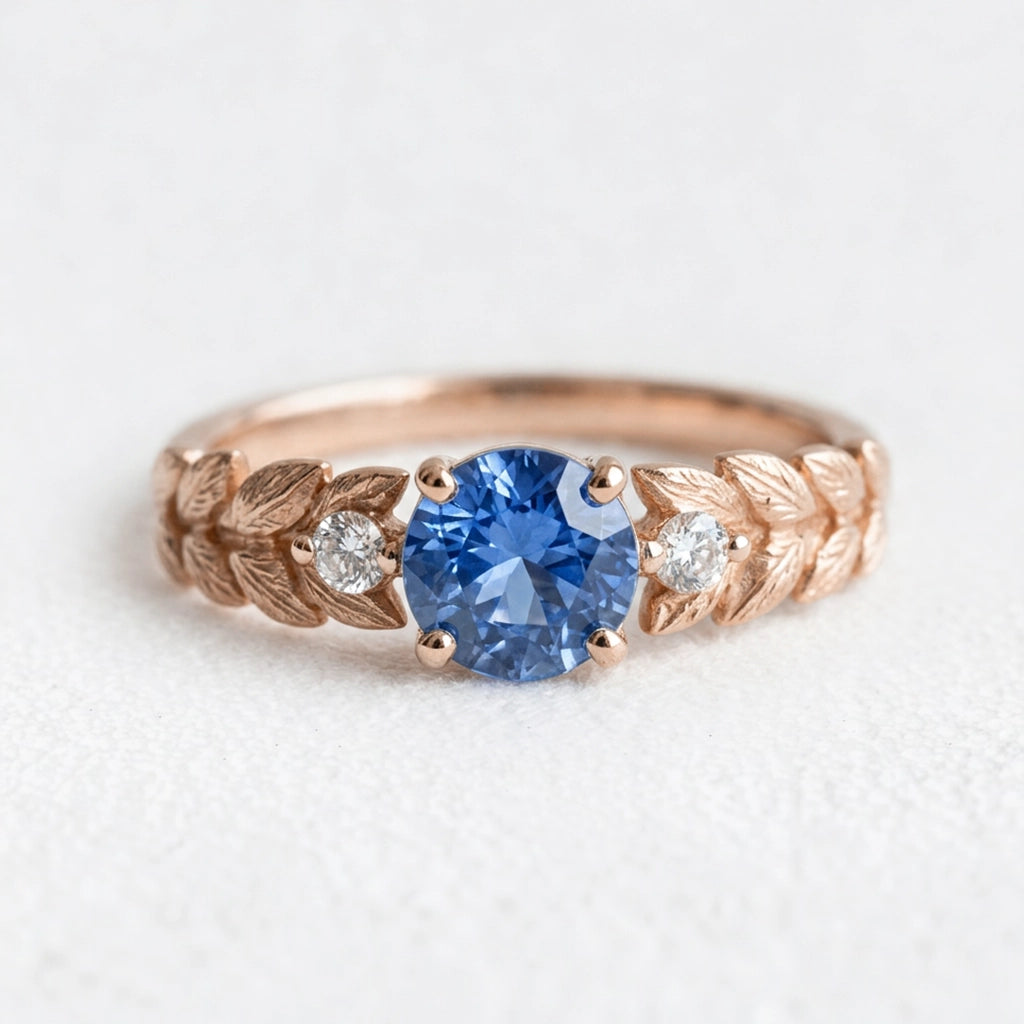 Iris’s Twilight | Blue Sapphire Solitaire Engagement Ring.