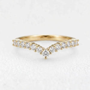 V-Shaped Crown Half Eternity Stacking Ring