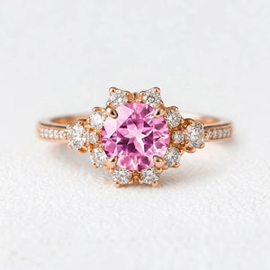 Marina’s Embrace | Round Pink Sapphire Engagement Ring