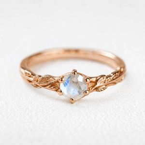 Aurora’s Moonvine | Moonstone Engagement Ring with Vine Motif