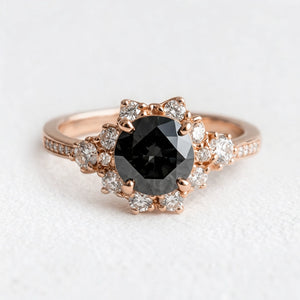Marina’s Nocturne | Round Black Diamond Halo Engagement Ring