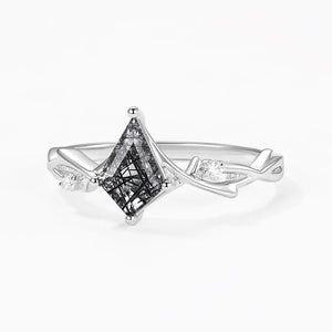 Branch Moss Agate Kite Cut Engagement Ring.