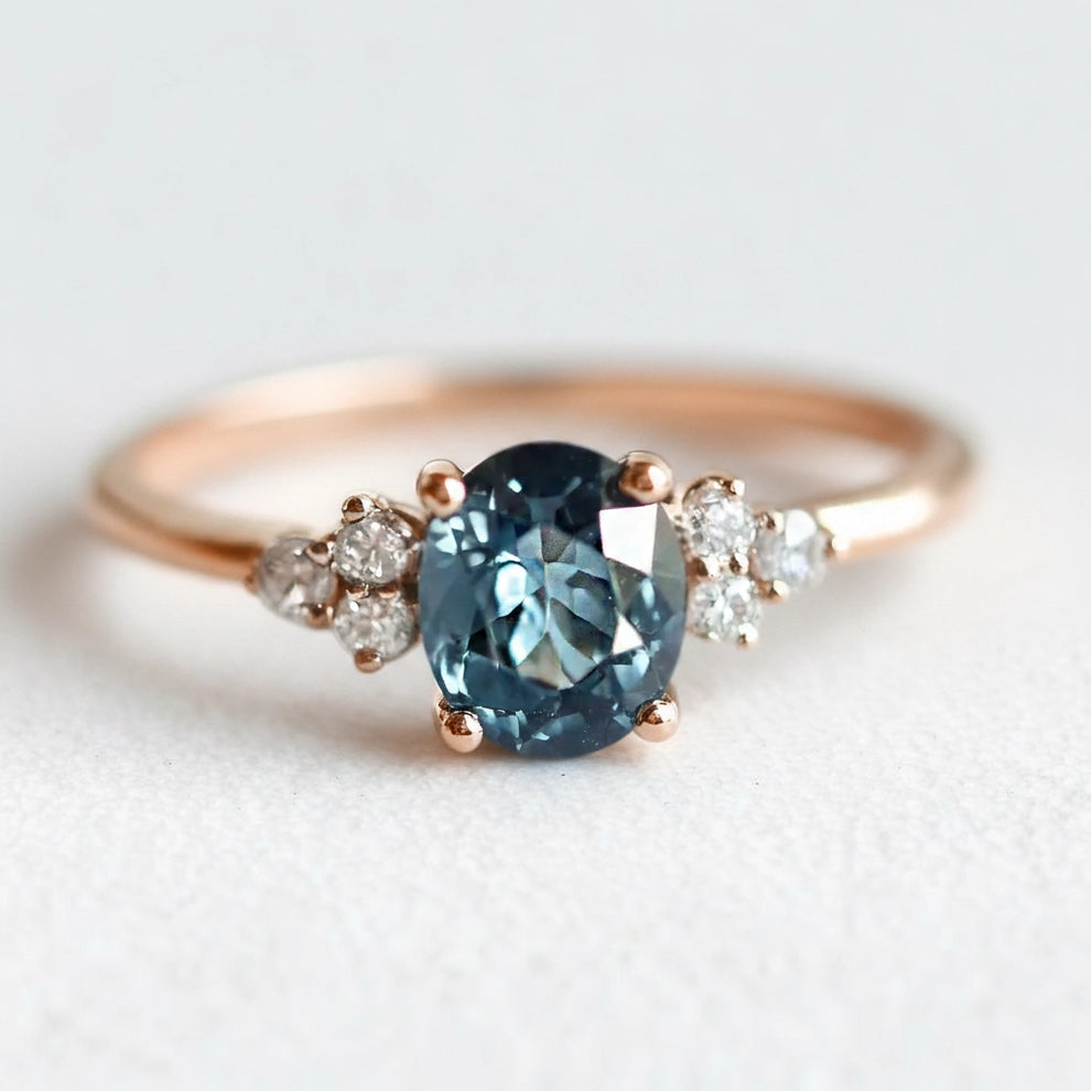 Azure Serenity | Oval Cut Rare Blue Sapphire Solitaire Engagement Ring.