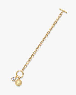 Elegant Gold Moissanite Charm Toggle Bracelet