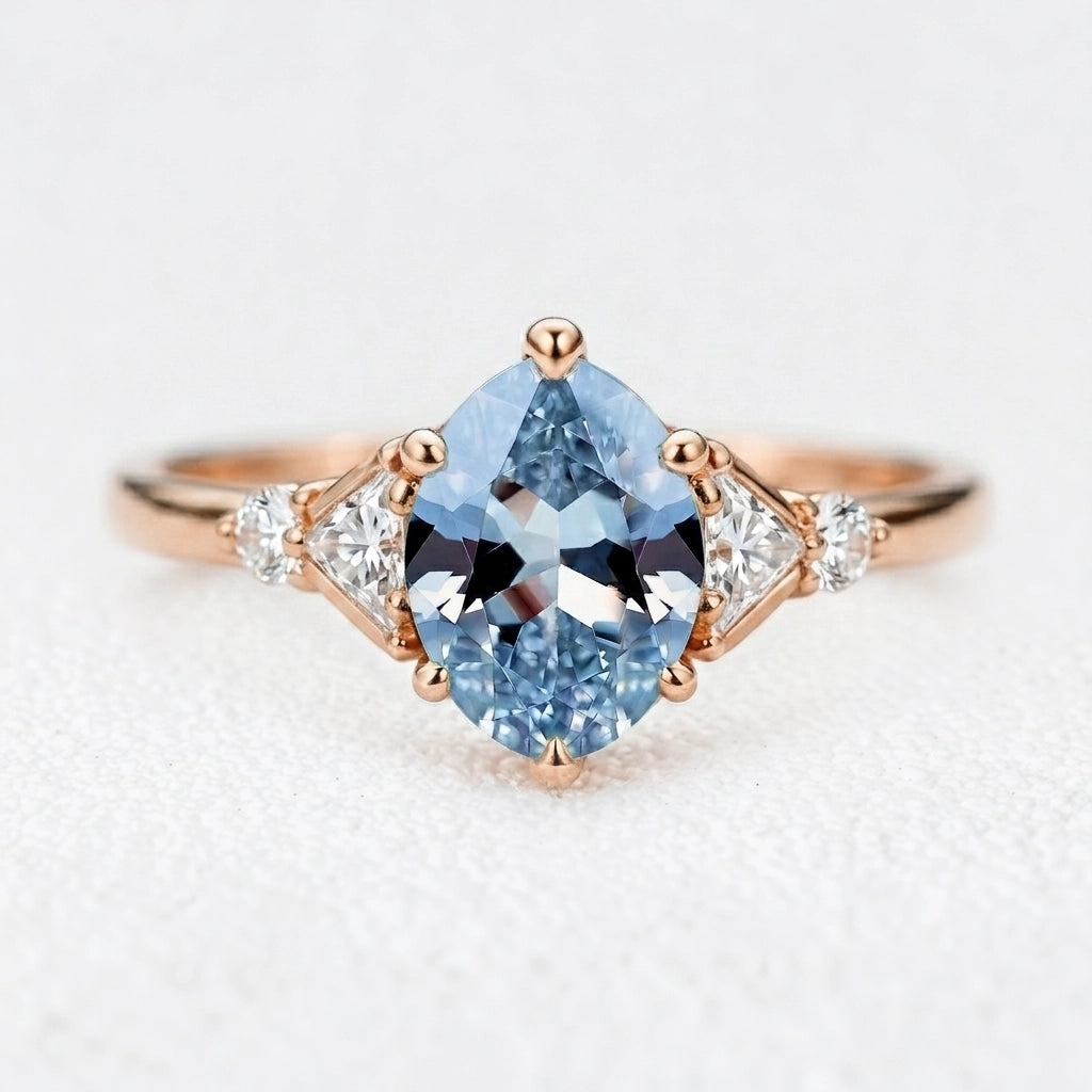 Aurora’s Tide | 2CT Oval Aquamarine Solitaire Engagement Ring