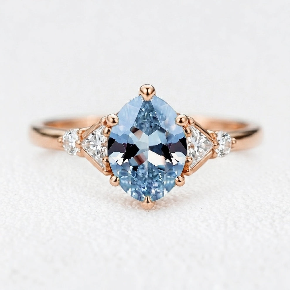 Aurora’s Tide | 2CT Oval Aquamarine Solitaire Engagement Ring