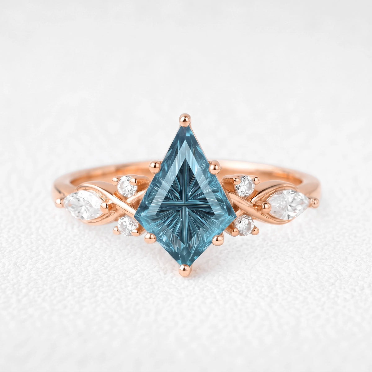 Livia’s Zephyr | Kite Fantasy-Cut London Blue Topaz Vintage Engagement Ring