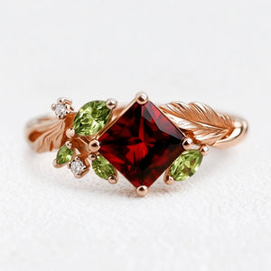 Aurelia’s Vine | Square Garnet Engagement Ring