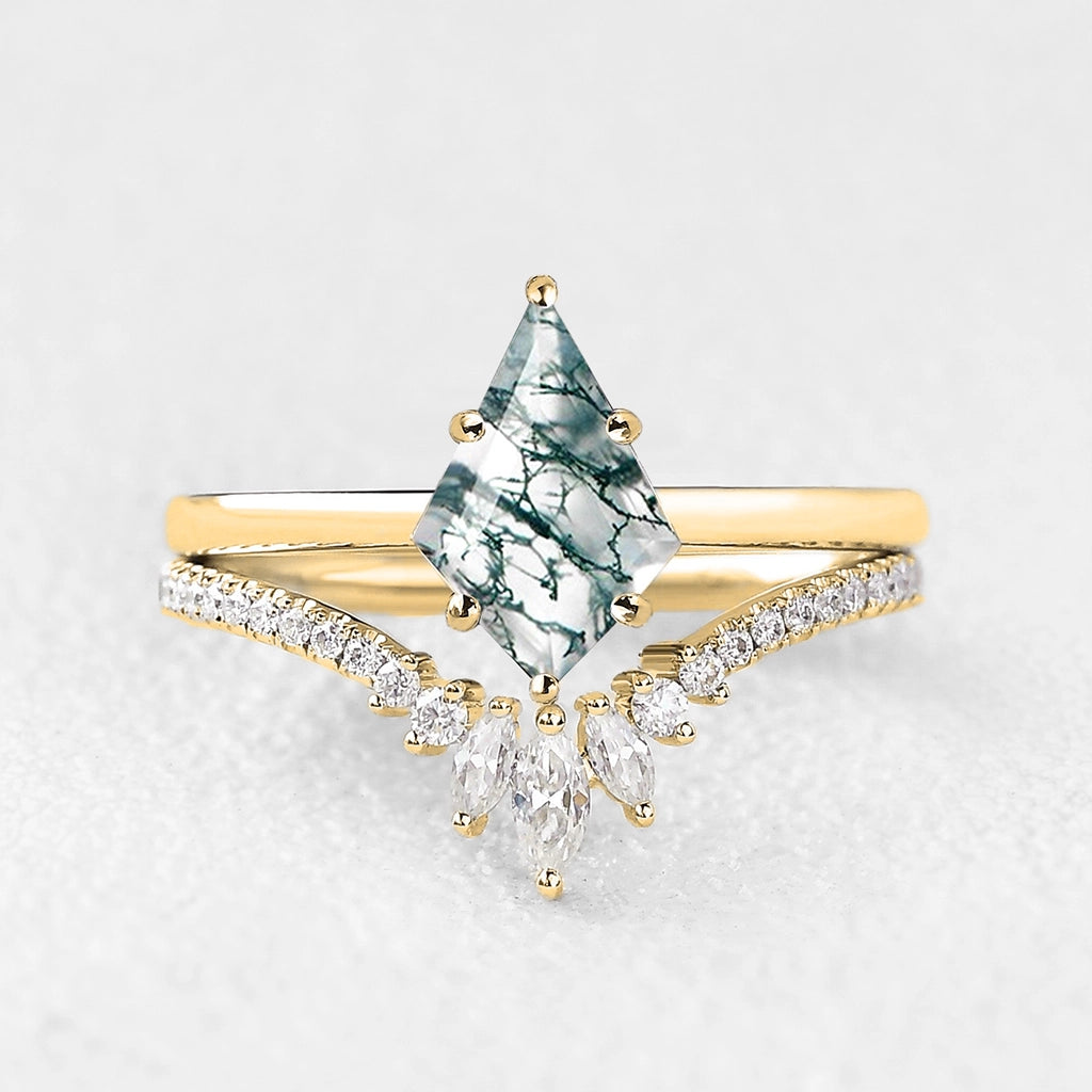 Cordelia’s Drift | Kite Cut Moss Agate Cluster Bridal Set 2pcs.