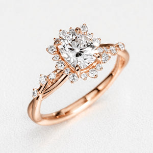 White Cushion Design 2CT Moissanite Engagement Ring.