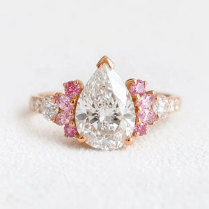 Vivienne’s Soar | 3CT Pear Diamond Engagement Ring with Marquise Accents.