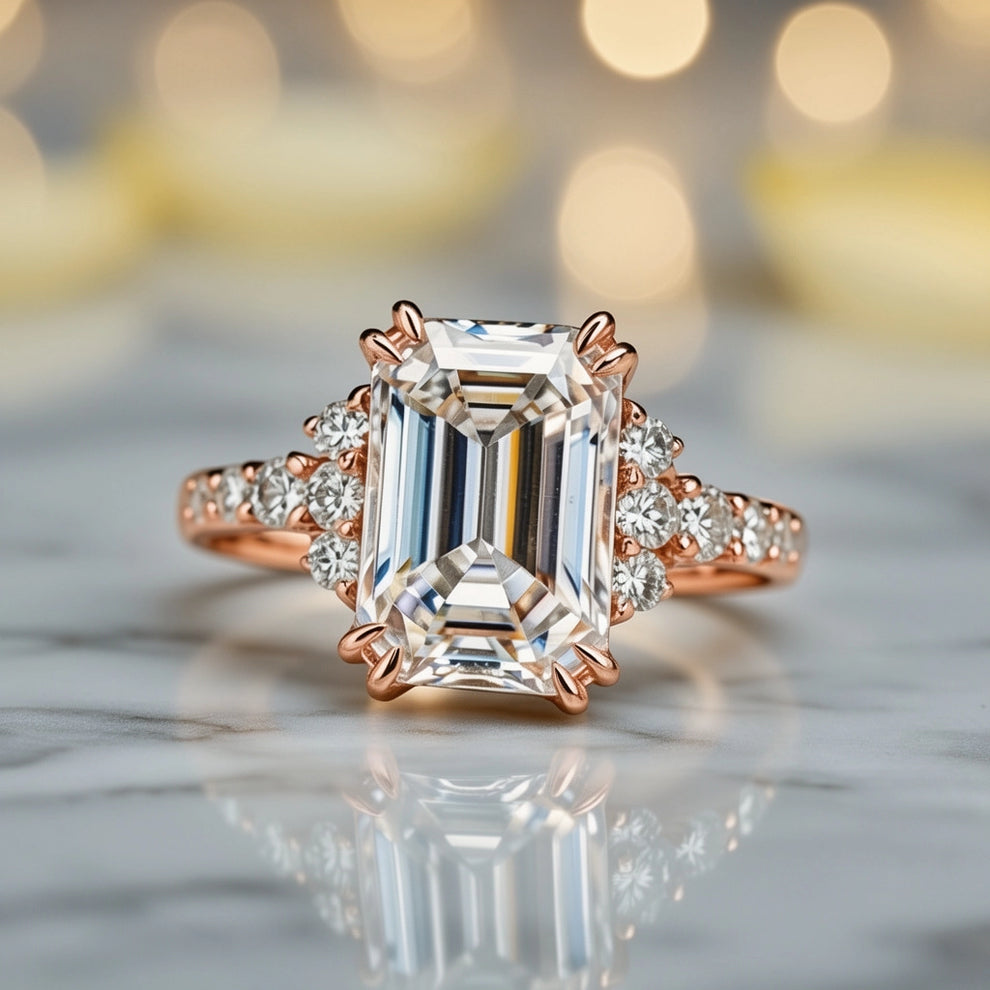 Natalia‘s Prism of Light | 3CT Emerald Cut Moissanite Ring.