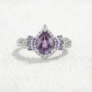 Rowan Vintage Sparkle Cut Alexandrite Halo Engagement Ring.