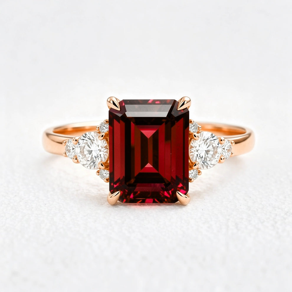 Scarlett’s Crimson | 2CT Emerald Cut Ruby Engagement Ring