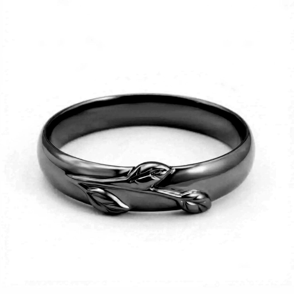 Léonie Oval Cut Moss Agate Leafy Gold Couple Ring Set.