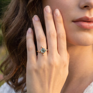 Sylvia’s Oath | Square Moss Agate Engagement Ring