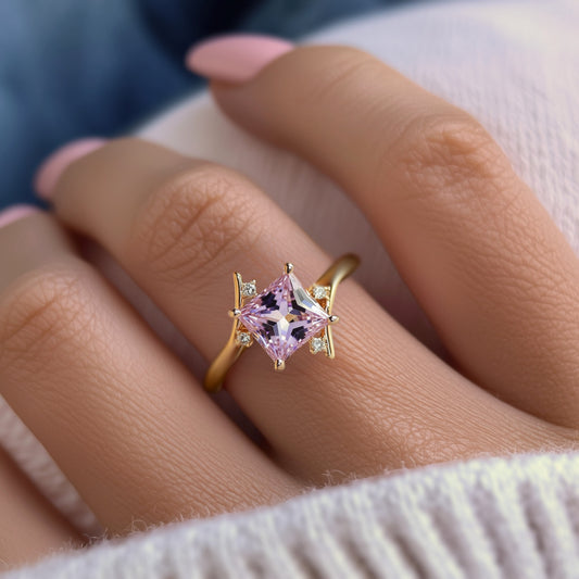 Julissa 1CT Princess-Cut Pink Moissanite Ring