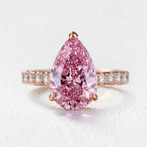 Aurora’s Promise | 3CT Pear Cut Pink Sapphire Solitaire Engagement Ring