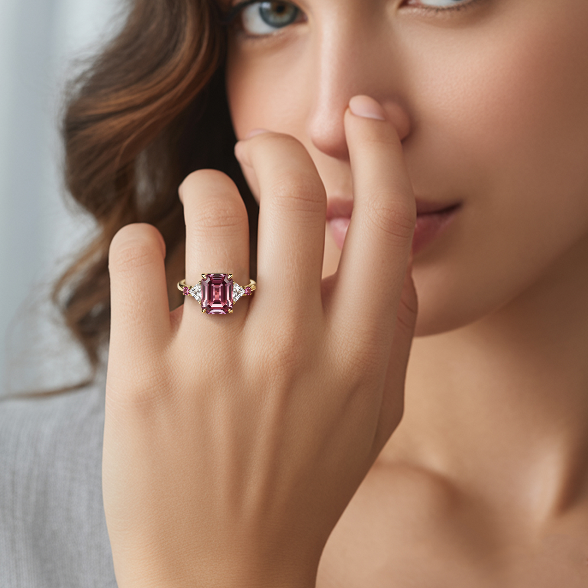 Seraphyne 2CT Emerald-Cut Pink Gemstone Ring