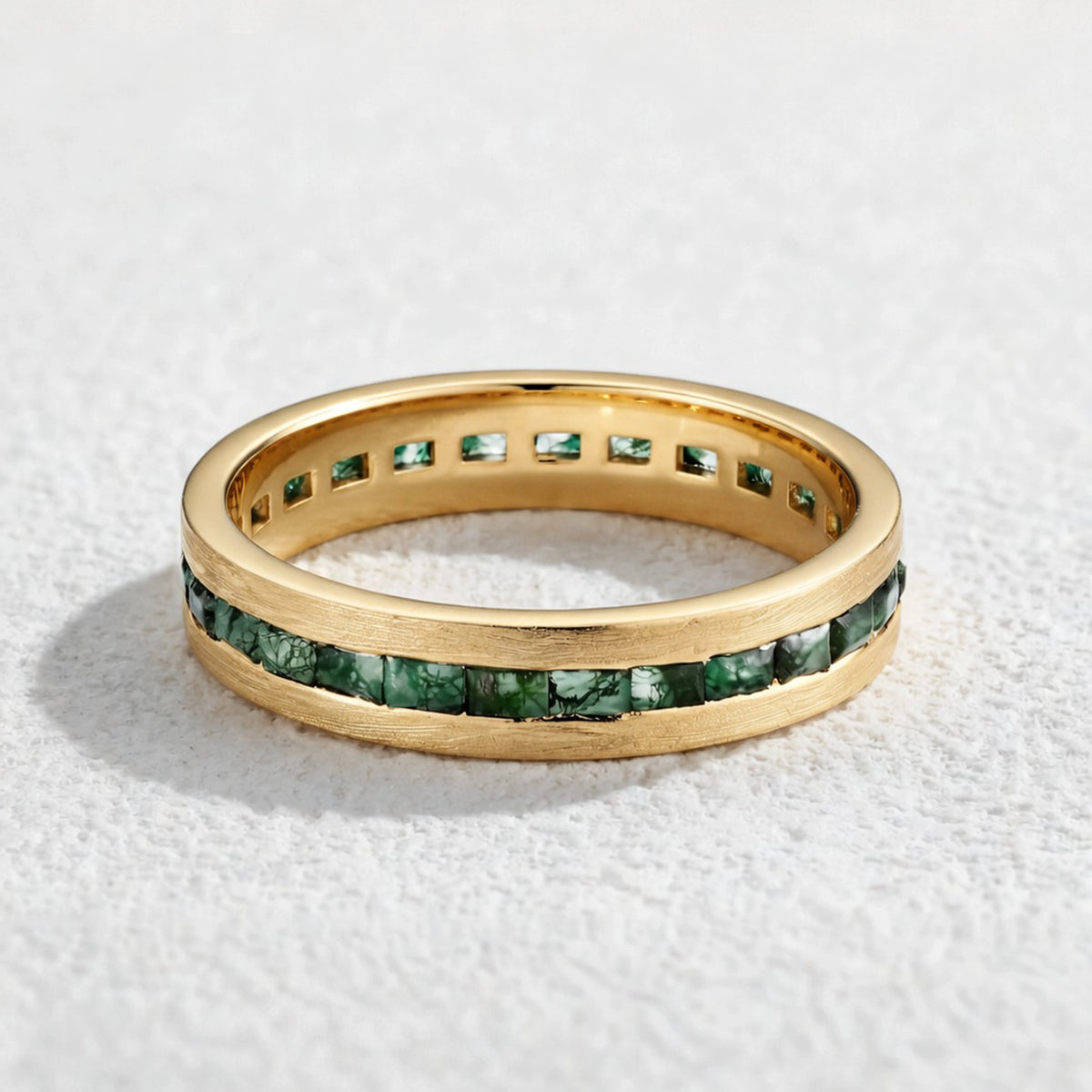 Flora’s Grove | Kite Cut Moss Agate Couple Ring Set 3pcs.