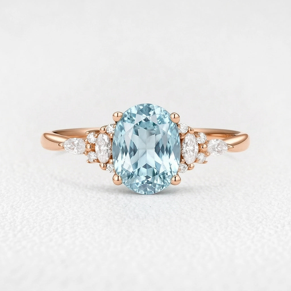 Celine’s Azure | 1.5CT Classic Oval Aquamarine Engagement Ring