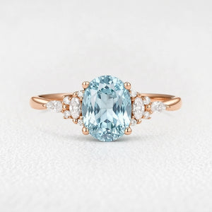 Celine’s Azure | 1.5CT Classic Oval Aquamarine Engagement Ring