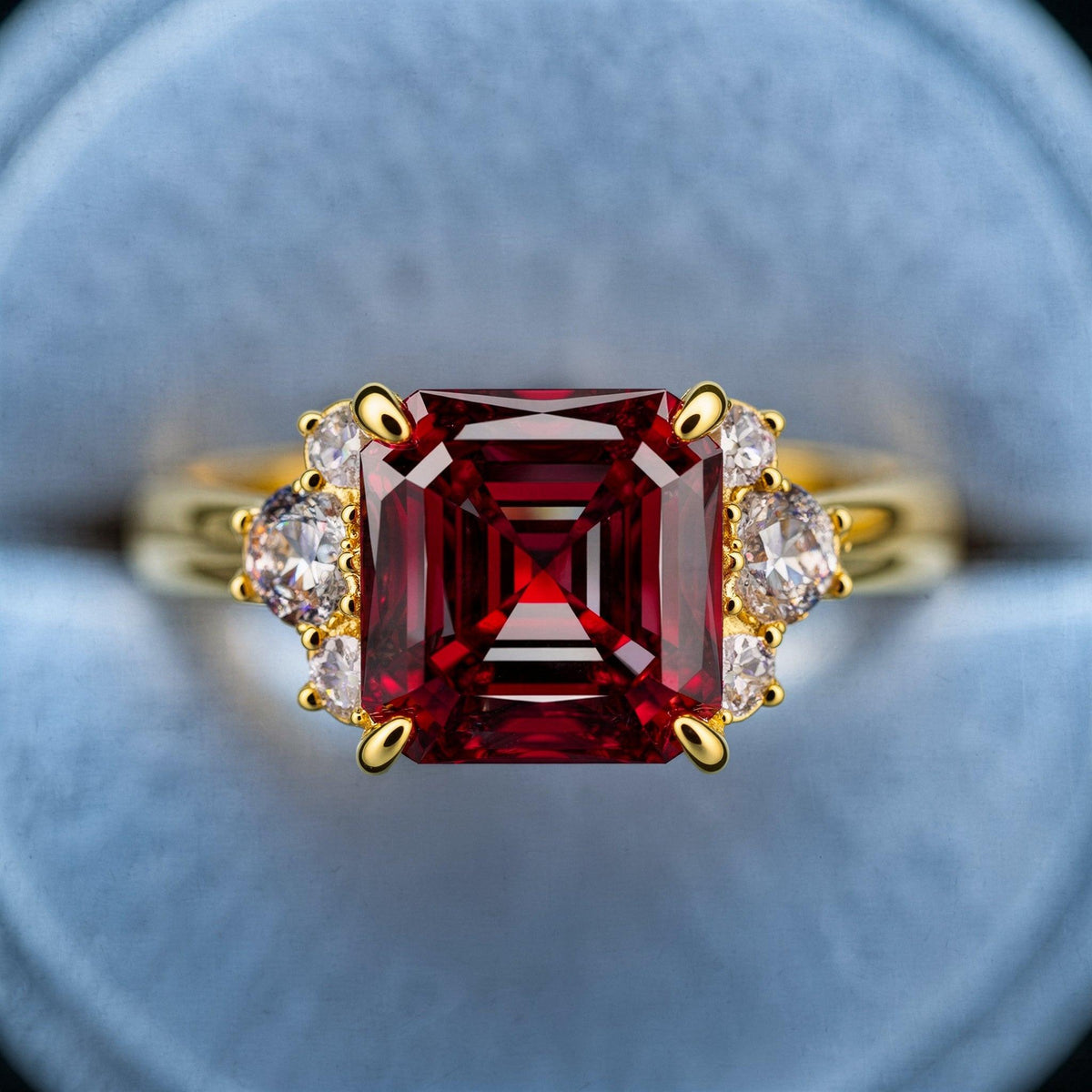 Seren’s Blaze | Asscher Cut Crimson Star Ring.